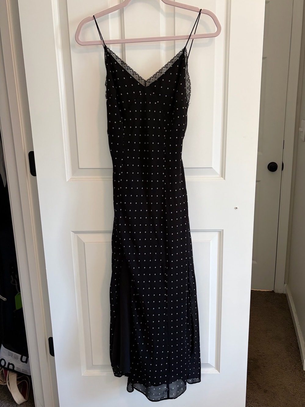 Open Edit Black White Polka Dot Maxi Dress